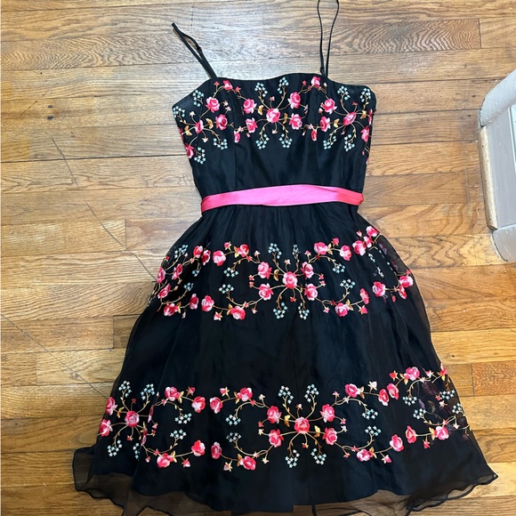 Betsey Johnson Dresses & Skirts - BETSY JOHNSON black floral evening dress